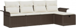 Rantry Model3358857 5-osaline aiasohva komplekt koos padjaga Brown Poly Rattan Garden Lounge