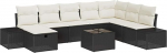 Rantry 9-teiliges Garten Sofa Set mit Kissen Schwarz Poly Rattan Gartenlounge Model3360768