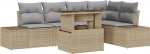 Rantry 6-teiliges Garten-Sofa-Set mit Kissen Beige Poly Rattan Gartenlounge Model3349186