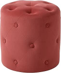 Beliani Pouf Velvet Punane &uuml;mmargune 40 cm Tepitud n&ouml;&ouml;pidega Chesterfield stiilis Corolla