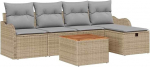 Rantry 6-teiliges Garten Sofa Set mit Kissen Beige Poly Rattan Gartenlounge Model3360808