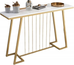 Generisch Moderner Konsolentisch aus Marmor - Beistelltisch mit Stauraum und Eisengestell, geradliniges Design f&uuml;r Wohnzimmer, Flur und Eingangsbereich (Wei&szlig;, 140 x 30 x 80 cm)
