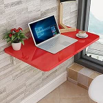 Klappbarer Wandtisch mit Klappblatt, Computertisch, schwebende Werkbank f&uuml;r Zuhause, B&uuml;ro, K&uuml;che, Esszimmer, Rot, 60 x 30 cm