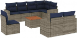 Garten-Sofagarnitur Set Grau PE-Rattan Ecksofa mit Stauraum und Akazienholztisch - f&uuml;r Terrasse und Innenhof Model3256551