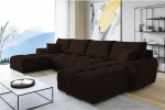 ML Furniture Velvet U-kujuline nurgadiivan, &scaron;okolaadist diivan, diivan hoiuruumi ja padjaga, v&auml;ljat&otilde;mmatav diivanvoodi, magamisfunktsiooniga diivan, kastiga diivanvoodi, k&uuml;lalisvoodi, 365 x 189 cm