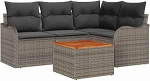 Gartensofa-Set mit Kissen 5 tk Grau Poly-Rattan Gartenm&ouml;bel Model3347447