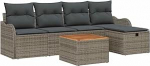 Gartensofa-Set mit Kissen mit Speicher 6 tk Grau Poly-Rattan Gartenm&ouml;bel Model3359475