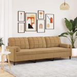 3-Sitzer-Sofa Braun, Samt, Bequem, Mit Zierkissen, Montage erforderlich Model3278246