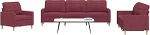 Gecheer 3-TLG. Sofagarnitur Weinrot Stoff, Moderne Couch Polstersofa f&uuml;r Wohnzimmer Schlafzimmer Spielzimmer3278293