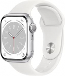 Apple Watch Series 8 (GPS, 45 mm) alumiiniumist korpus h&otilde;bedane koos spordirihmaga valge - &uuml;ks suurus (uuenenud)