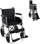 Mobiclinic&reg;, Marsella Folding and Lightweight Wheelchair, Quick Release Castors at the Push of a Button, Robust, Seat Width 46 cm, Folding Footrest Armrests, Brake Lever, Tyres 12 Inches
