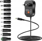 Zolt Universal AC to DC 3V 4.5V 5V 6V 7.5V 9V 12V 2A Power Supply with 5V 2A USB Port and 10 DC Plugs for Home Electronics, 2000mA Max.