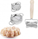Dumpling Maker Set Dumpling Machine Stainless Steel Wooden Roll Ravioli Dumpling Maker Wrapper Pierogie Pie Squeezing Pastry Pin Manual Dumpling Maker