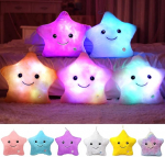 Kyduu Children's Luminous Star Cushion LED Luminous Decorative Star Cushion LED, Dream Luminous Colourful Star Plush Decorative Cushion (Colourful)