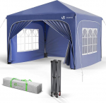 VOUNOT&reg; Gazebo 3 x 3 m koos 4 k&uuml;lgpaneeliga ja 4 liivakotiga, Pop Up kokkupandav Gazebo, veekindel, kokkupandav aiatelk, peotelk, sisaldab kotti, sinine