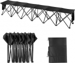 VEVOR Portable Folding Bench, 6 Seats, Foldable Side Bench, Outdoor Camping Bench Chairs with Carry Bag, Team Sports Side Bench for Football, Camping, Fishing etc. Garden Bench 2410 x 450 x 450 mm