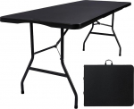 Byliable 6ft Portable Heavy Duty Plastic Folding Table 6ft Folding Indoor Outdoor with Carry Handle for Camping Picnic Party (Black)