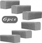 Ezoon 6 Pcs Square Stretch Leather Chaise Longue Armrest Protector Wide Sofa Chair Deck Chair Slipcover for Kids Cats Dogs Garden Furniture Light Grey