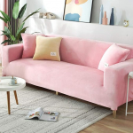 Stretch Soft Easy Fit Couch Cover Elastic Thick Furniture Protector Sofa Covers Velvet Slipcover for Loveseat Arm Chair Pink 1 Seater