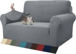 ZNSAYOTX Jacquard Couch Cover for 2 Pillows Couch High Stretch Two Seater Slipcover for Pet Dog Non-Slip Love Seat Sofa Slipcover Furniture Protector (Two Seater, Light Grey)