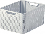 CURVER 30L Large Rectangle Rattan Storage Basket Kitchen Living Room Bathroom Bedroom Grey