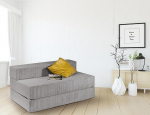 Traumnacht Sofa Bed with Cover Made of Grey Corduroy Fabric, Removable Cover, Washable, Lying Surface 140 x 200 cm, Produced According to German Quality Standard