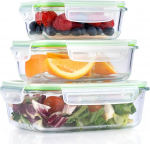 alpina toidu s&auml;ilitamise konteinerid kaanega - klaasist - 6-osaline - klaasist konteiner - s&auml;ilituskarp - mikrolaineahju, s&uuml;gavk&uuml;lmik, &uuml;le- ja n&otilde;udepesumasinas kasutamiseks - 370, 640 ja 1050 ml.