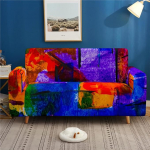 Lukery diivanikate 1/2/3/4 istekohale, 3D Graffiti Print Corner Stretch Sofa Cover Non-Slip Washable Furniture Protector Stretchy Elastic Couch Cover for Pets/Cat/Dog (Art Painting 2.3 Seater)