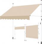 Yaheetech klammerdatav markiis R&otilde;dumarkiis k&auml;sip&ouml;&ouml;rdega, p&auml;ikesekaitse, puurimata, p&auml;ikesemarkiis, reguleeritava k&otilde;rgusega markiis koos raamiga, 250 x 120 cm, beež