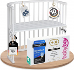 babybay Original v&otilde;revoodi valmistatud t&auml;ispuidust / kompaktne ja teisaldatav / v&otilde;revoodi k&otilde;rgus on reguleeritav ja keskkonnas&otilde;bralik / kasvab koos teie lapsega (valge v&auml;rvitud)