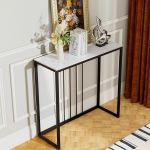 FATIVO Konsoollaud valge 80 cm Esiku laud Marmorist diivanilaud Skandinaavia k&uuml;ljelaud Modernne musta metallraamiga sissep&auml;&auml;sulaud Luksuslik sissep&auml;&auml;sudekoratiivlaud elutuppa 80 x 30 x 78,5 cm