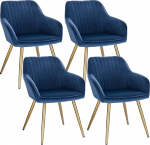 Lestarain S&ouml;&ouml;gitooli komplekt 4 s&ouml;&ouml;gitooli s&ouml;&ouml;gituba elutuba k&ouml;&ouml;k k&ouml;&ouml;k toolid polsterdatud k&auml;etoega metallist jalad sametist iste sinine