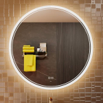 KWW Suur kaasaegne LED &uuml;mmargune vannitoa tualettpeegel, reguleeritav v&auml;rvitemperatuur, uduvastased timmitavad tuled, horisontaalne/vertikaalne seinapeegel (100 x 100 cm)