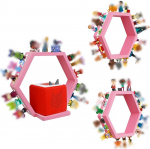 PHOENANCEE Toniebox kuusnurkne magnetriiul, seinariiulid figuuride hoidmiseks ja esitlemiseks, lasteriiul, lastetuba, elutuba (Sakura Pink)