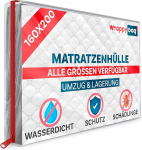 WRAPPYBAG&reg; plastikust madratsi kate - 5 suurust saadaval - veekindel ja rebenemiskindel hoiukott - kolimiseks, ladustamiseks ja transpordiks (160 x 200 cm)