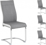 4 Alba s&ouml;&ouml;gitoa tooli / k&ouml;&ouml;gitoolid / kiiktoolid / kanga kattega, hall ja valge / metallraam kroomitud