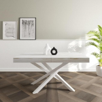 VE.CA Polynesia pikendatav laud pikendustega, valge terasraam, puidust lauaplaat 150 x 90 cm, k&otilde;rgus 80 cm, ideaalne s&ouml;&ouml;gilaud, valmistatud Itaalias (Shabby Chic)