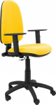PIQUERAS Y CRESPO Modelo 04CP Silla de oficina ergon&oacute;mica con mecanismo de contacto permanente y regulable en altura Asiento y respaldo tapizados en tejido BALI color amarillo (BRAZOS REGULABLES EN ALTURA)