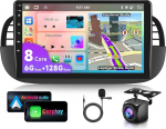 6G + 128G 8-tuumaline VECHTEL 9-tolline autoraadio Bluetooth Fiat 500 2007-2015 Carplay Android auto, DSP, WiFi GPS navigatsioon HiFi/RDS/FM, Android 15 raadio 2 DIN koos AHD tagantvaate kaameraga