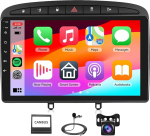 Podofo Carplay autoraadio navigatsioon Peugeot 308/408 2007-2015, Android 2G + 64G HiFi, 9-tolline puuteekraaniga Android auto WiFi Bluetooth FM RDS raadio USB auto GPS m&auml;ngija Peugeot308 + AHD tagumine vaade