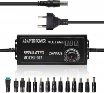 PNGOS universaalne toiteallikas 3V-24V 3A reguleeritav AC / DC universaalne laadija LED pinge n&auml;idikuga ja 14 tk adapteripistikuga 3V-24V kodumasinatele LED-valgustus DC mootorile DVD