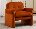 DAYALANE Armchair Wing Chair with Curved Armrests, Lounge Chair with Wide Velvet Seat, Upholstered Chair, Accent Chair, Club Chair, TV Chair for Living Room, Bedroom, Reading Corners, Orange