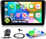 4G + 64G autoraadio Android 15 Audi A3 2003-2013 jaoks, 9-tolline mobiiltelefoni HD puuteekraan koos juhtmevaba Carplay Android autoga, autoraadio tugi GPS Wi-Fi USB Bluetooth FM RDS raadio tagurduskaameraga