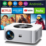 Projektor Android TV: HORLAT 28000 luumeni projektor 4K kodukino, WiFi 6 Bluetooth projektor v&auml;ljas, Auto/4P Keystone korrektsioon, 50% Zoom projektor, Android projektor nutitelefonile/TV Stick, Smart