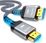 SNOWKIDS 15 meetri pikkune 4K HDMI kaabel, HDMI-HDMI kaabel 4K @ 60Hz HDMI nailonist punutud, toetab videot 4K 2160p, audio tagasikanal, HDCP, &uuml;hildub teleriga, monitoriga.