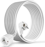 CILIA pikenduskaabel 250V/16A 3680W Schuko pistikuga 90&deg; t&uuml;&uuml;p F - pikenduskaabel maanduskaitsega, l&ouml;&ouml;gikaitsega kodus / kontoris (TV, arvuti, projektor, kodumasinad) (SH-16-valge, 10m)