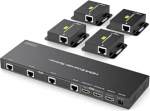 HDMI Extender Splitter 1 in 6 Out 1080P60Hz 4 RJ45 2 Loop HDMI Over Ethernet Transfer Over Ethernet CAT5e ja CAT6 kuni 50 meetrit Toetab EDID Management POC