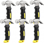 ZOENHOU 6 Pieces 8oz Short Hammers Small Short Hammers with Non-Slip Soft Grip Mini Claw Hammer for Framing Jewelry Making