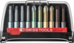 PB Swiss Tools BitCase with 10 Long Cross Slot Pozidriv Torx Bits | PB E6.702 BC | 100% Swiss Made | Bit Set with Strap Clip for Standard Applications in Industry and Crafts