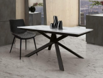 Mar.c.a. Design - Extendable Metal Dining Table with Wooden Top Marble Finish, Designer Dining Table for Modern Furniture, Kitchen Table 140 x 80 x 77 H cm
